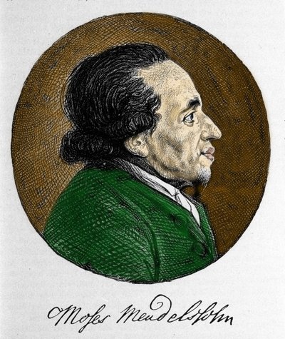 Portræt af Moses (Moses) Mendelssohn (1729 - 1786), filosof og sand grundlægger af moderne jødedom. Bedstefar til musikeren Felix Mendelssohn. af Unknown artist