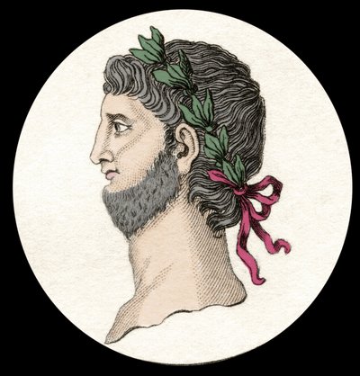 Portræt af Nero Claudius Cæsar Augustus Germanicus (37-68 e.Kr.), romersk kejser. Indgravering af det 19. århundrede. af Unknown artist