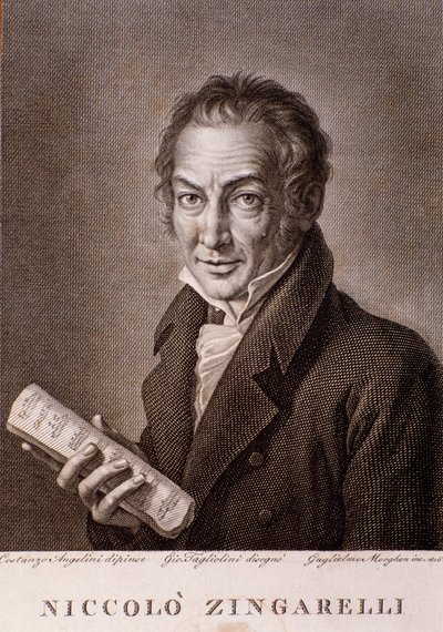 Portræt af Nicola Antonio Zingarelli (gravering af Unknown artist