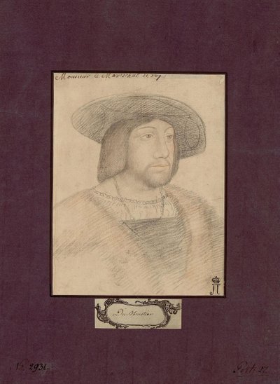 Portræt af Odet de Foix, Vicomte de Lautrec (1485-1528) kendt som Marshal de Lautrec - Anonym. Farveblyanter på papir, størrelse: 22,5x17,2, ca. 1546, Statens Eremitage, Sankt Petersborg af Unknown artist