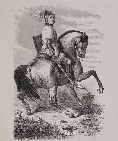 Portræt af Olivier V de Clisson (1336-1407) (Slagteren) til hest, baseret på et maleri af Musee de Versailles af Unknown artist