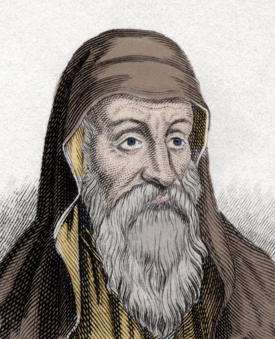 Portræt af Origenes (Origens) (Origens Adamantius) teolog fra den patristiske periode (185-253). Gravering af det 19. århundrede. af Unknown artist