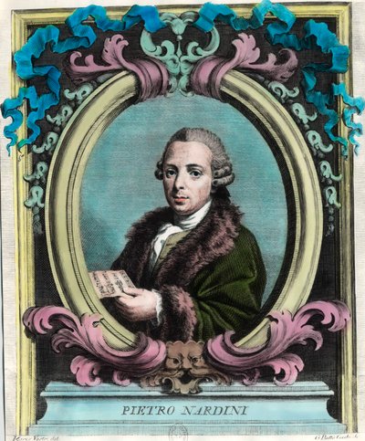 Portræt af Pietro Nardini (1722 - 1793), italiensk violinist og komponist. Stik af det 18. århundrede. Privat samling. af Unknown artist