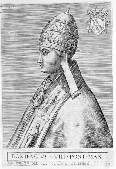 Portræt af pave Boniface VIII (Benedetto Caetani dit Boniface VIII af Unknown artist