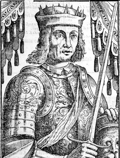 Portræt af Roger II af Hauteville (Ruggero Altavilla) (1097-1154), grundlæggeren af monarkiet på Sicilien. Xilografi af det 16. århundrede. af Unknown artist
