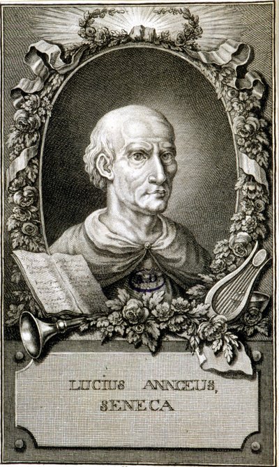 Portræt af Seneca (4-65). Indgravering af 1794. Coll Maciet, Library of Decorative Arts, Paris. af Unknown artist