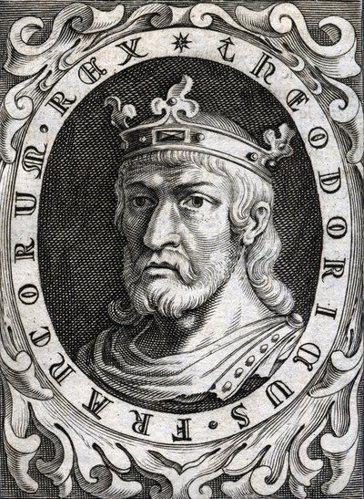 Portræt af Thierry II (? - 613), konge af Bourgogne og Austrasia. af Unknown artist
