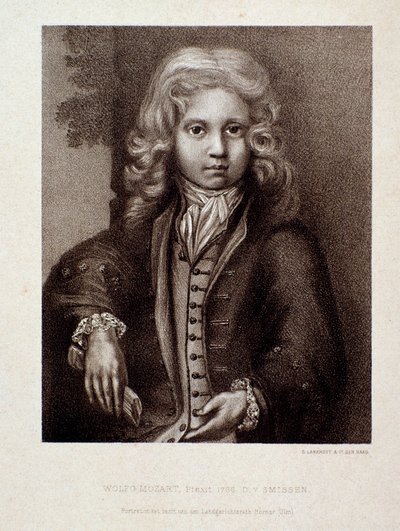 Portræt af Wolfgang Amadeus Mozart, som et barn (gravering) af Unknown artist