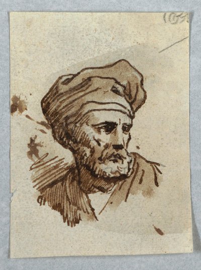 Portræt af en mand med kasket af Unknown artist