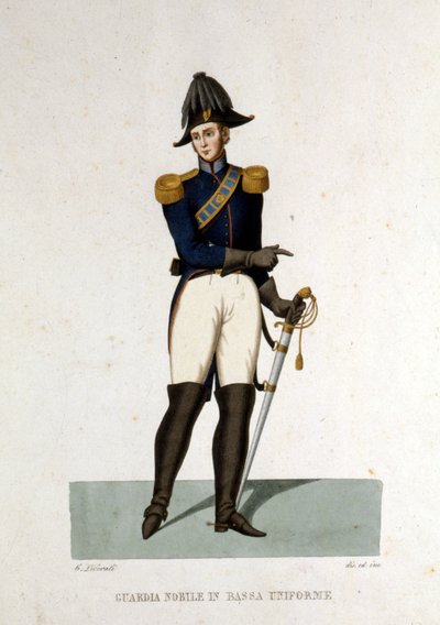 Portræt af et medlem af Vatikanstatens adelige garde. af Unknown artist