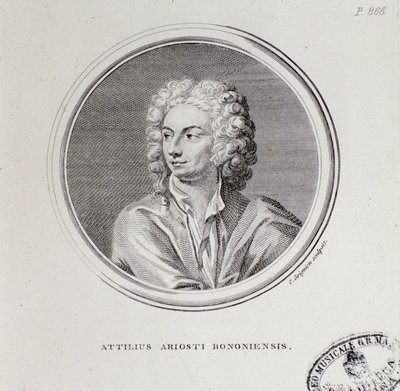 Portræt af den italienske komponist Attilius Ariosti (gravering af Unknown artist
