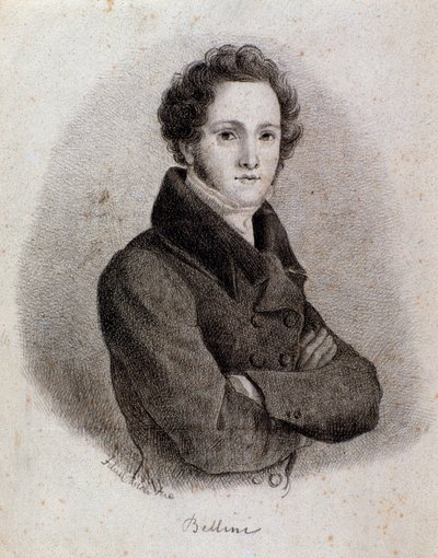 Portræt af den italienske komponist Vincenzo Bellini (stik. 1800-tallet) af Unknown artist