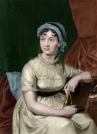 Portræt af den engelske forfatter Jane Austen (1775-1817) Indgravering fra bogen "Portrait gallery of eminent men and women of Europe and America" af biograf Evert Augustus Duyckinck (1816-1878). 1893, bd. 1 af Unknown artist