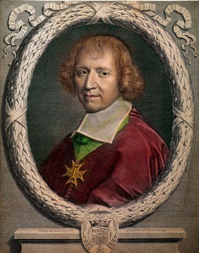 Portræt af kirkemanden Francois de Harlay, Abbe af Jumieges (1625-1695)” Indgravering af det 17. århundredes Paris, Musee Carnavalet af Unknown artist