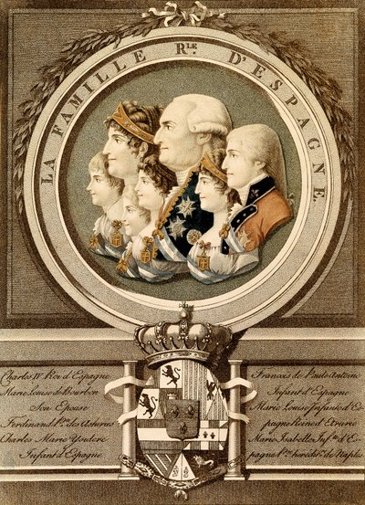 Portræt af den spanske kongefamilie: Kong Carlos IV (Charles IV af Unknown artist