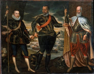 Portrætter af Marcantonio Colonna, Prins John af Østrig og Doge Sebastiano Venier. Vinderne af slaget ved Lepanto, ca. 1571 (maleri) af Unknown artist
