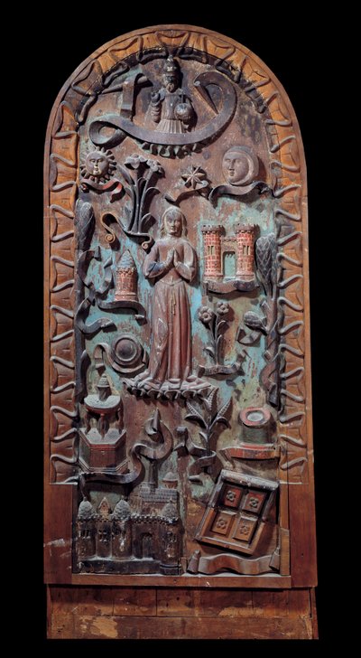 Praise of the Virgin Udskåret træpanel. Chartres fra det 16. århundrede, Musee des Beaux Arts af Unknown artist