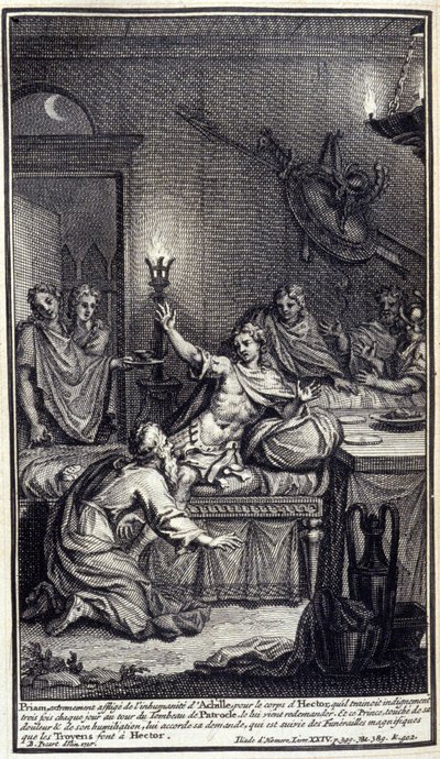 Priamos, ekstremt plaget af Achilleus