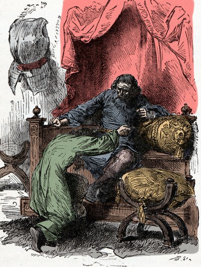 Prins Henrik ofrer sit liv, da hans far tvivler på hans loyalitet ved at returnere kronen - Prins Henrik (også kendt som Bollingbroke, Henrik IV af England af Unknown artist