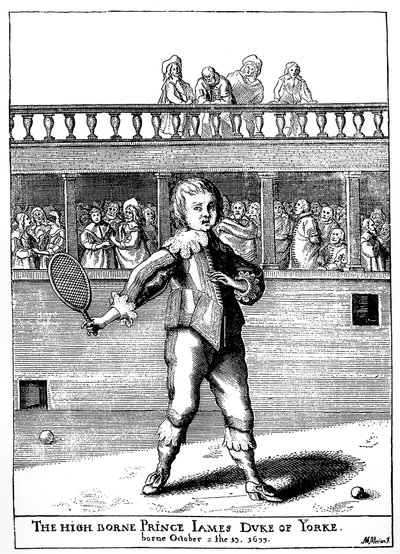 Prins James, hertug af York (1633-1701) spillede palmespil, han vendte senere tilbage som James II af England (James II Stuart) - i "" Englands folks sport og tidsfordriv"" af Joseph Strutt, red. 1801 af Unknown artist
