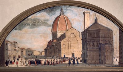 Procession på katedralen Santa Maria del Fiore-pladsen, Firenze (maleri, ca. 1650) af Unknown artist