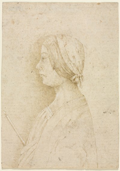 Profil af en pige, der holder et stearinlys af Unknown artist