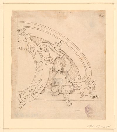 Projekt til et dekorativt pediment af Unknown artist