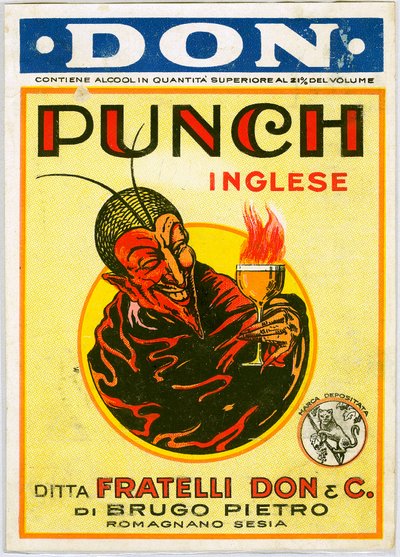 Punch engelsk alkoholreklame med en djævel (kromolitografi) af Unknown artist