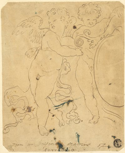 Putti med Skjold af Unknown artist