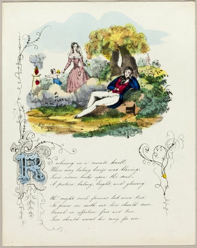 Liggende på en rosenrød knold (valentin) af Unknown artist