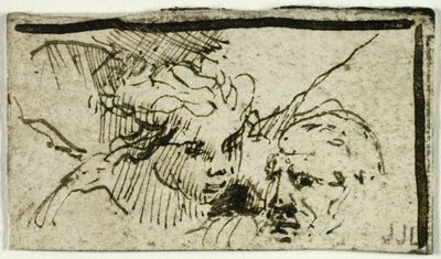 Rembrandts ofring af Issac - Abrahams og englens hoveder af Unknown artist