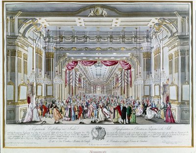 Repræsentation af "La Clemenza di Tito"" (La Clemence de Titus) af Wolfgang Amadeus Mozart (1756-1791) ved kroningsfesten for kejser Leopold II af Østrig (1747-1792) som konge af Böhme i 1791 i teatret i Royal Street i Prag. Prags museum af Unknown artist