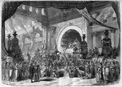 Repræsentation af en opera: akt III, andet maleri af "" Faust"" af Charles Gounod (1818-1893) - Indgravering i "" Le Journal Illustré"" af Unknown artist