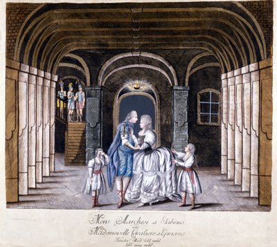 Repræsentation af operaen "Giulio Sabino" af Giuseppe Sarti (1729-1802) i Wien i 1785. På scenen Caterina (Katharina) Cavalieri og kastraten Luigi Marchesi. Milano af Unknown artist