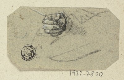 Højre hånd holder tegneredskab af Unknown artist