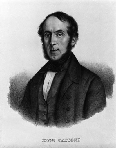 Risorgimento: portræt af den italienske forfatter og politiker Gino Capponi (1792-1876) Indgravering af det 19. århundrede af Unknown artist