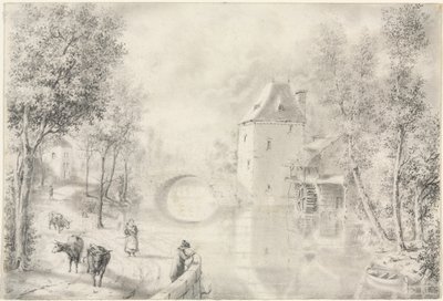 Vej ved den gamle bro af Unknown artist