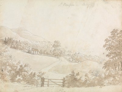 Landskab med hus, Isle of Wight af Unknown artist