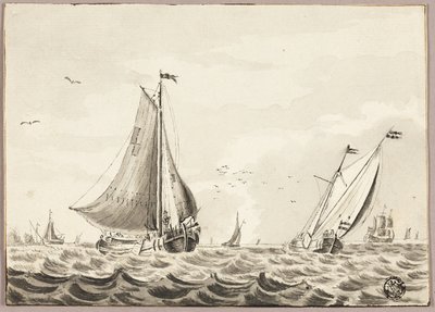 Sejlbåde på havet af Unknown artist