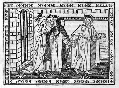 Sankt Peter ledet af hånden Savonarola (Jerome Savonarola) (1452 - 1498) - i "" Compendium of Revelatione"", inkunabel af 23/4/1496. af Unknown artist