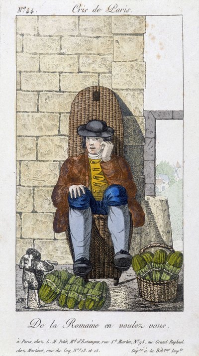 Salatsælger - i “” Cris de Paris””, deb. 19. århundrede af Unknown artist
