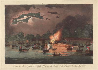Scene på Serpentine, Hyde Park på The Night of the Grand Jubilee, 1. august 1814 af Unknown artist