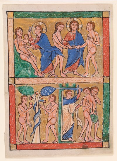 Scener fra Første Mosebog: Evas skabelse, Adam og Evas ægteskab, fristelsen og uddrivelsen af Unknown artist