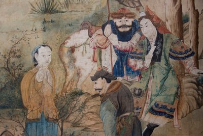 Scener fra hverdagen i Kina, detaljer af det kinesiske tapet, kinesisk kabinet, Jagtbolig, af Filippo Juvarra (1678-1736), Stupinigi, Piemonte, Italien af Unknown artist