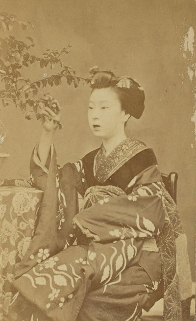[Siddende japansk kvinde] af Unknown artist