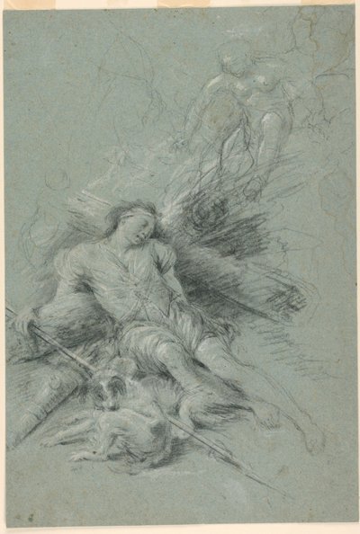 Selene ser den sovende Endymion af Unknown artist