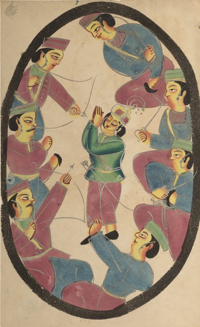 Syv helte eller krigere dræbte Abhimanyu, søn af Arjuna af Unknown artist