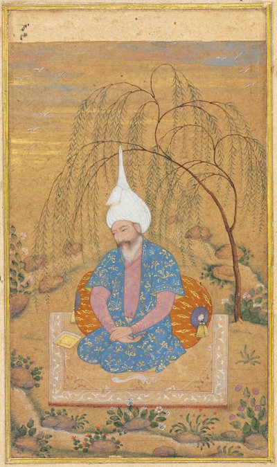 Shah Tahmasp I (1514-1576) Siddende i et landskab af Unknown artist