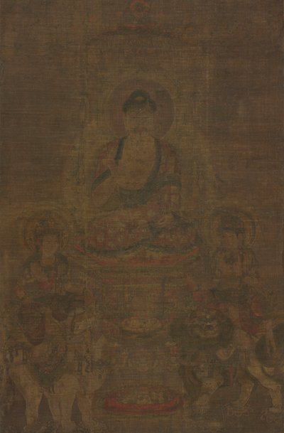 Shakyamuni Triad: Buddha overværet af Manjushri og Samantabhadra af Unknown artist