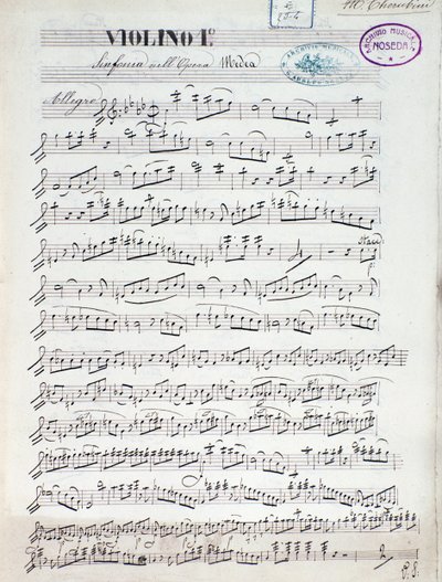 Nodehæfter til den første violin af Medea, opera af Luigi Cherubini af Unknown artist